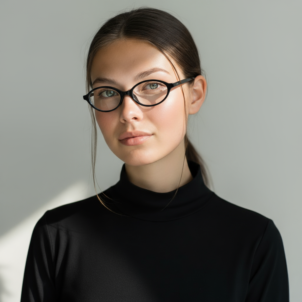 Oval black acetate eyeglasses