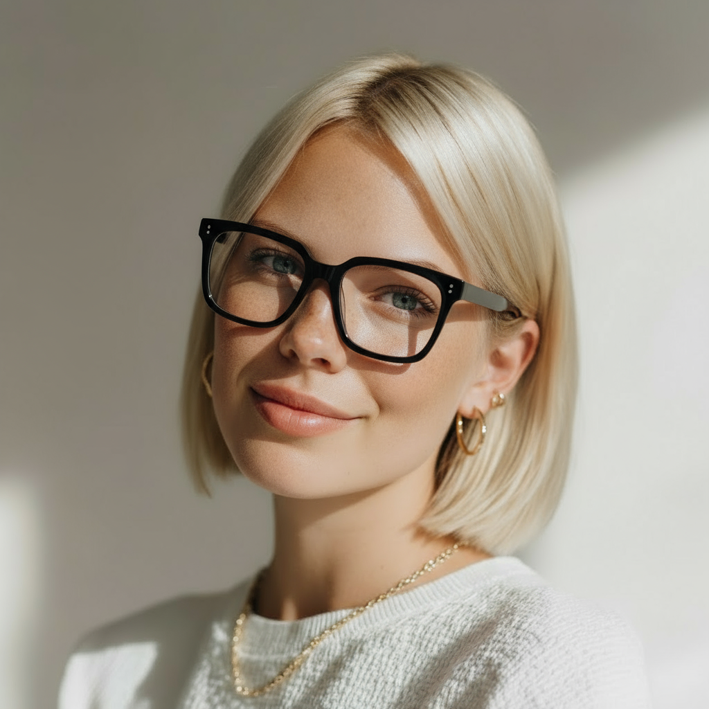 Black square plastic eyeglasses