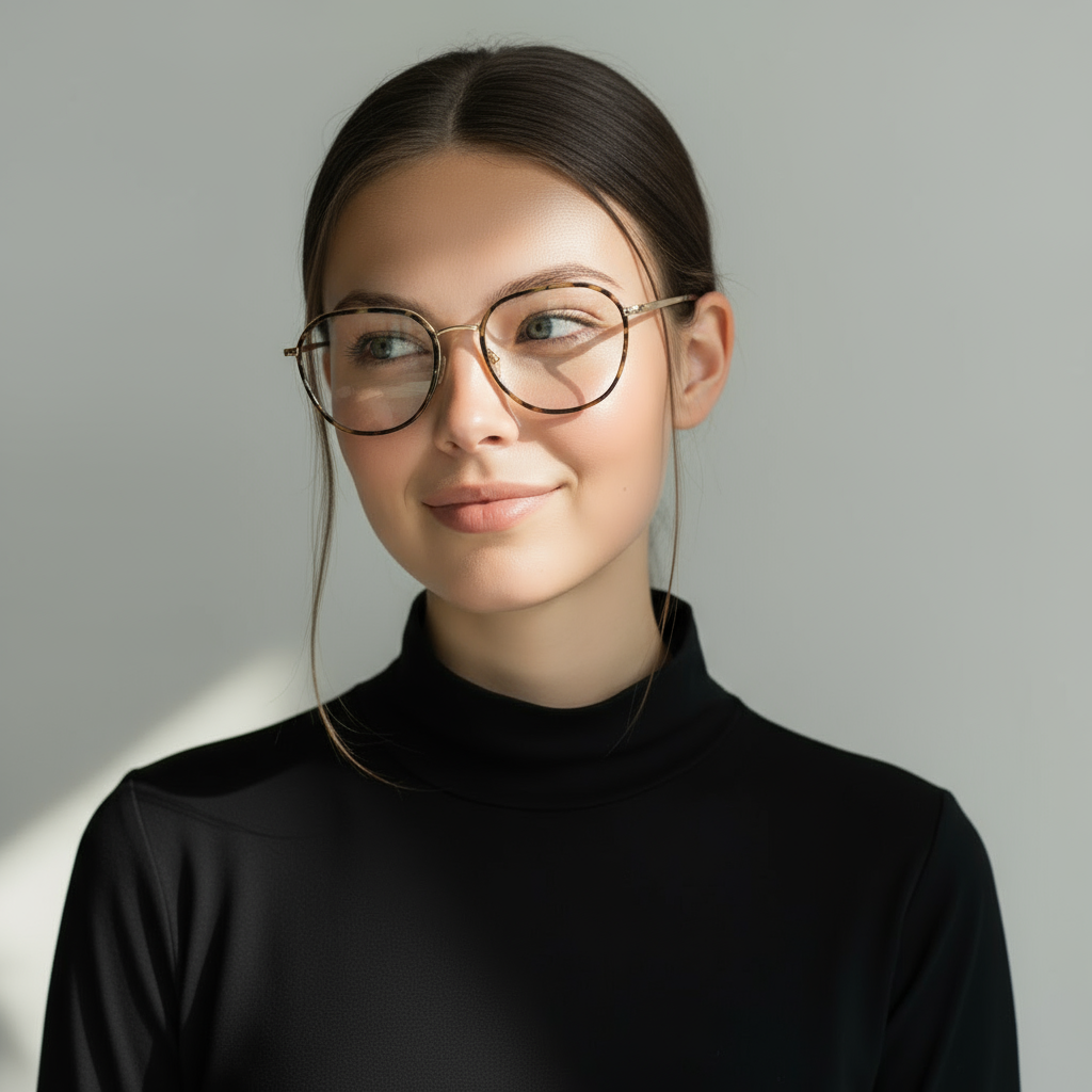 Minimal metal pink tortoise eyeglasses