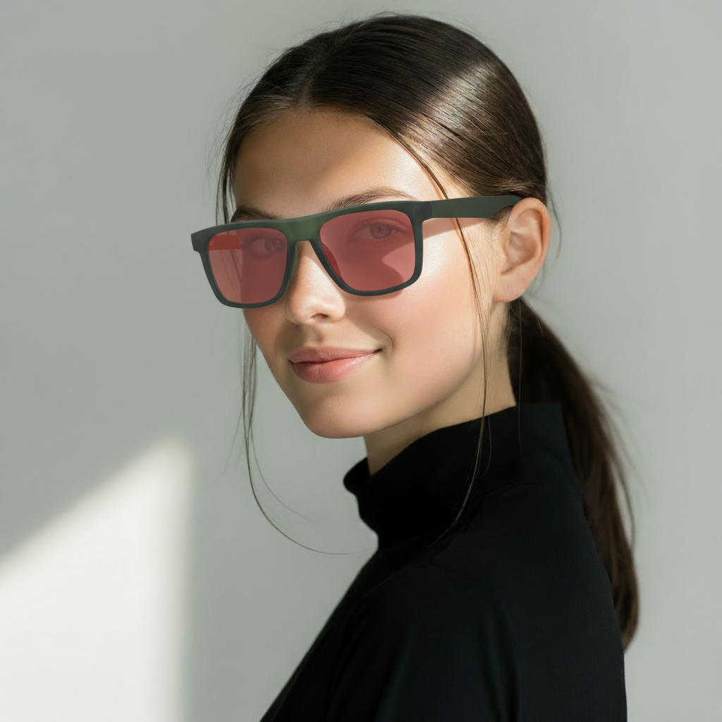 Square green sport sunglasses