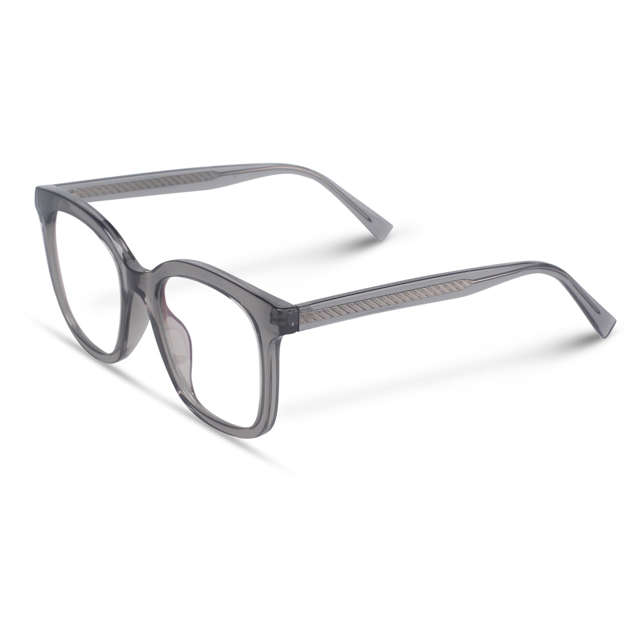 Oversized square grey eyeglasses