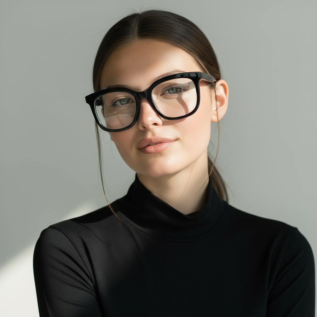 Oversized square black eyeglasses