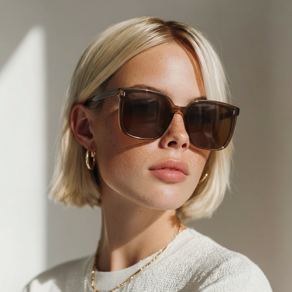 Oversized brown square sunglasses