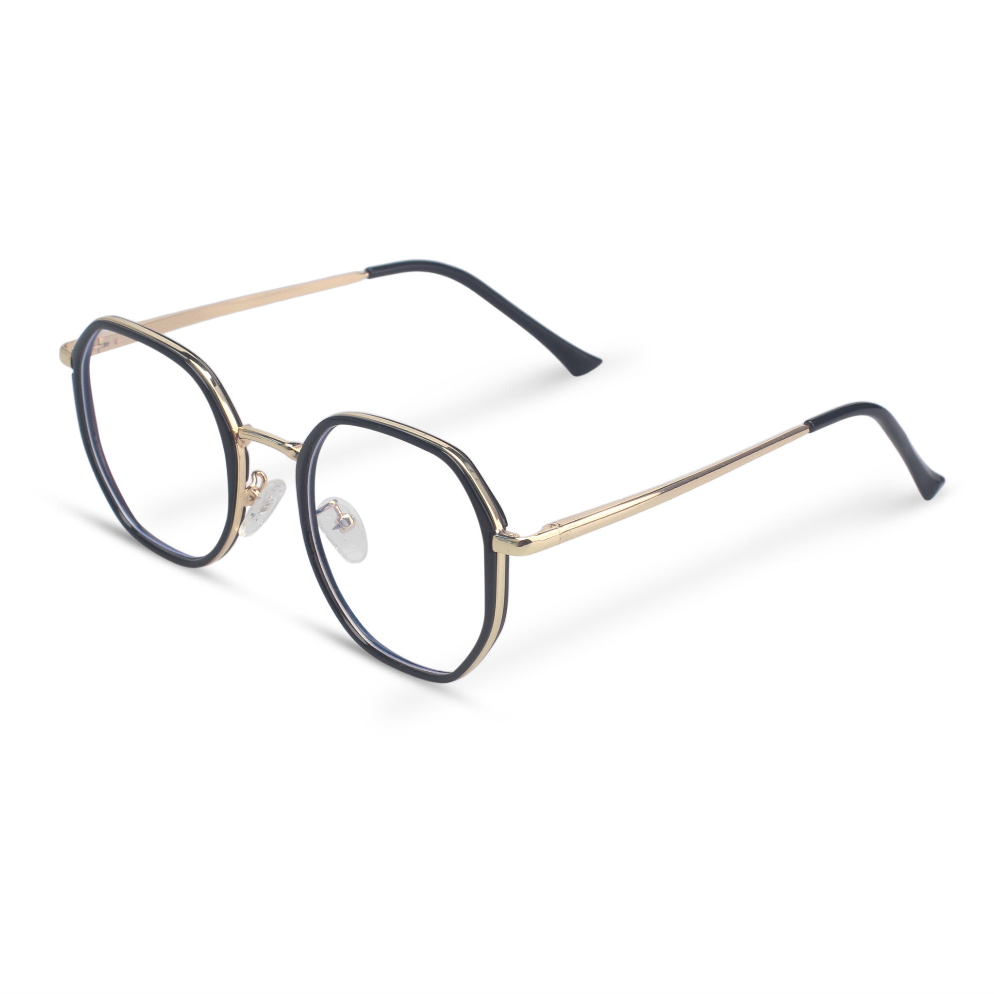 Geometric metal black and gold eyeglasses