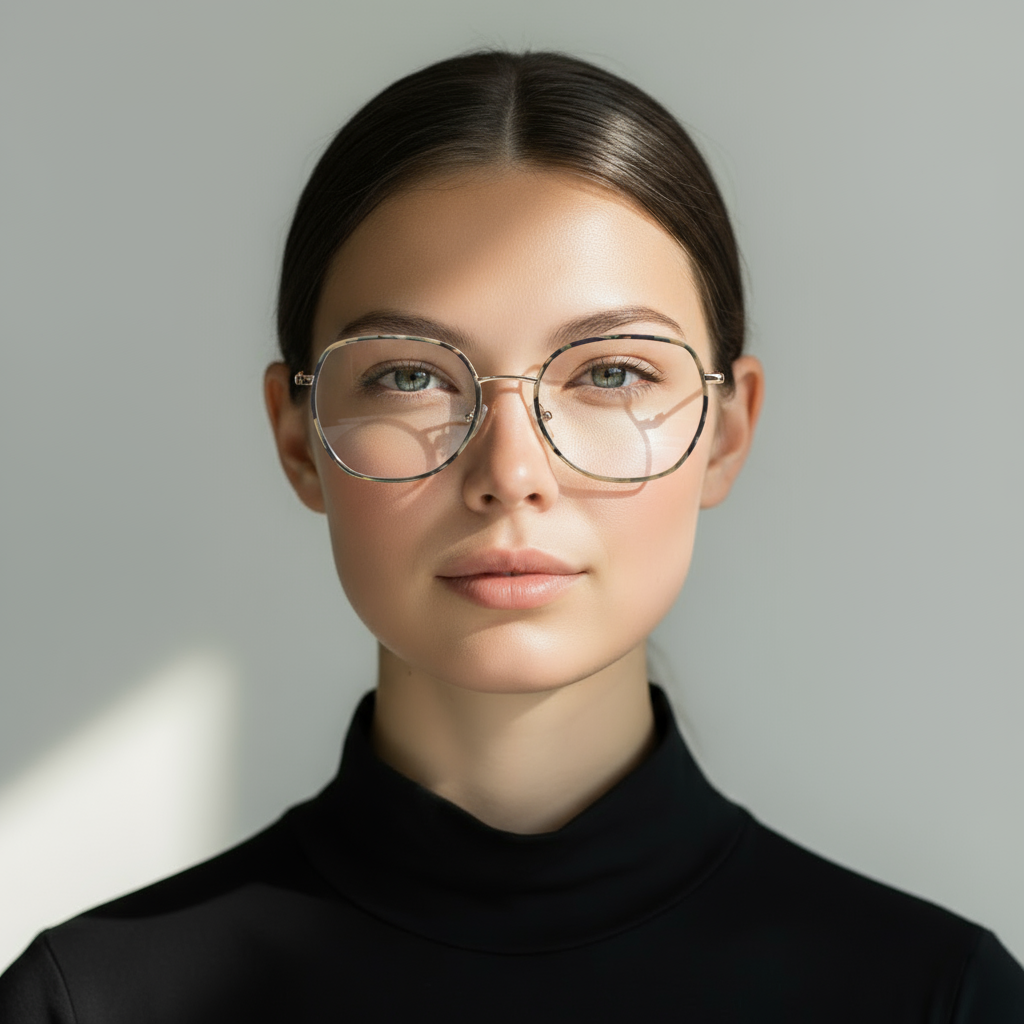 Minimal geometric brown tortoise eyeglasses