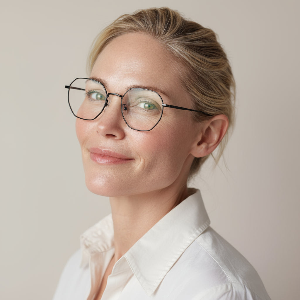 Minimal geometric titan black eyeglasses