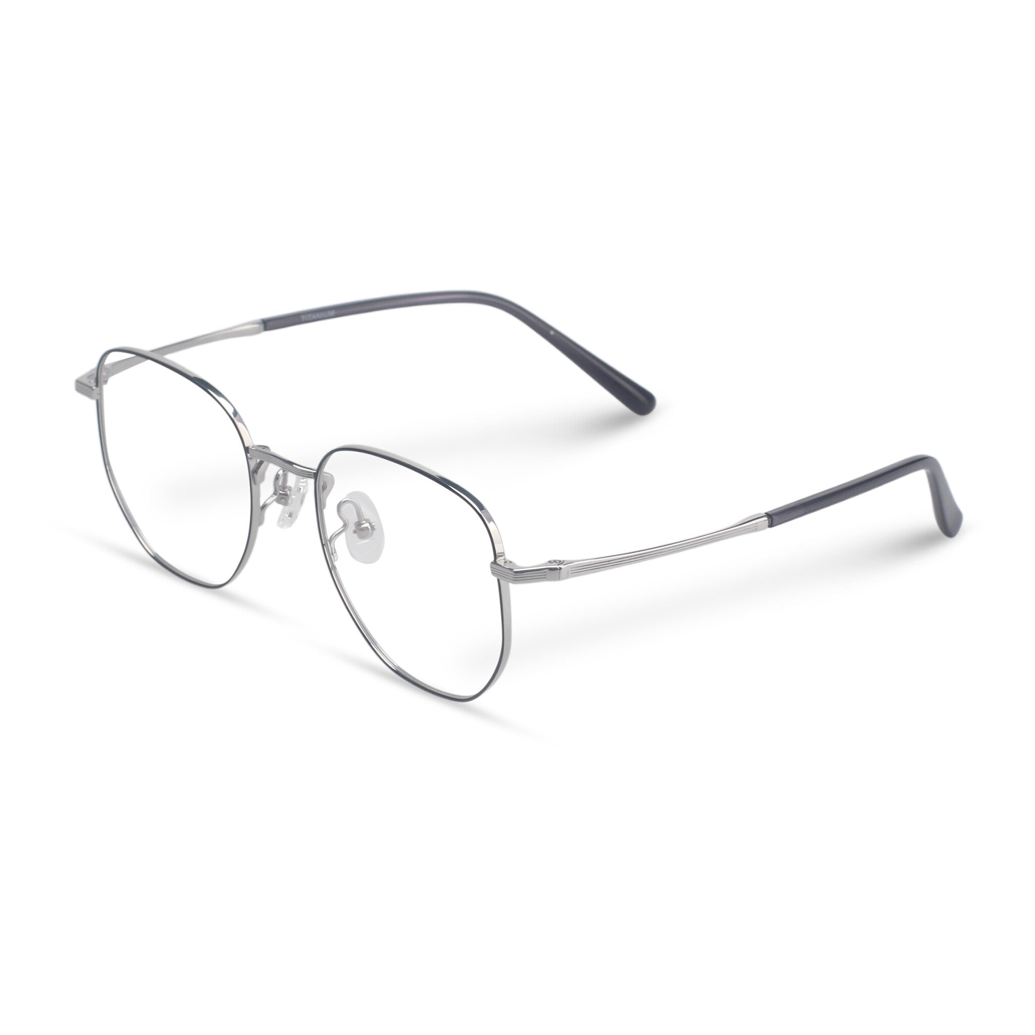 Minimal geometric titan silver eyeglasses