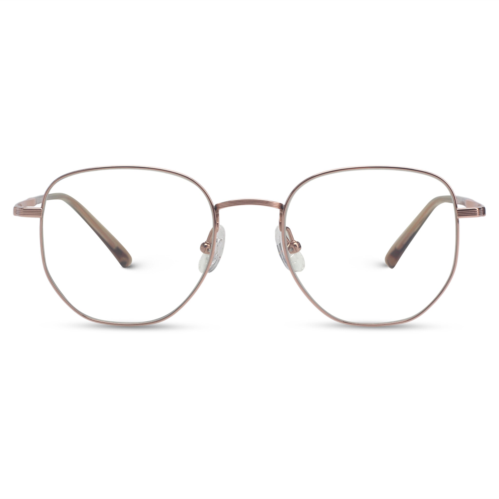 Minimal geometric pink eyeglasses