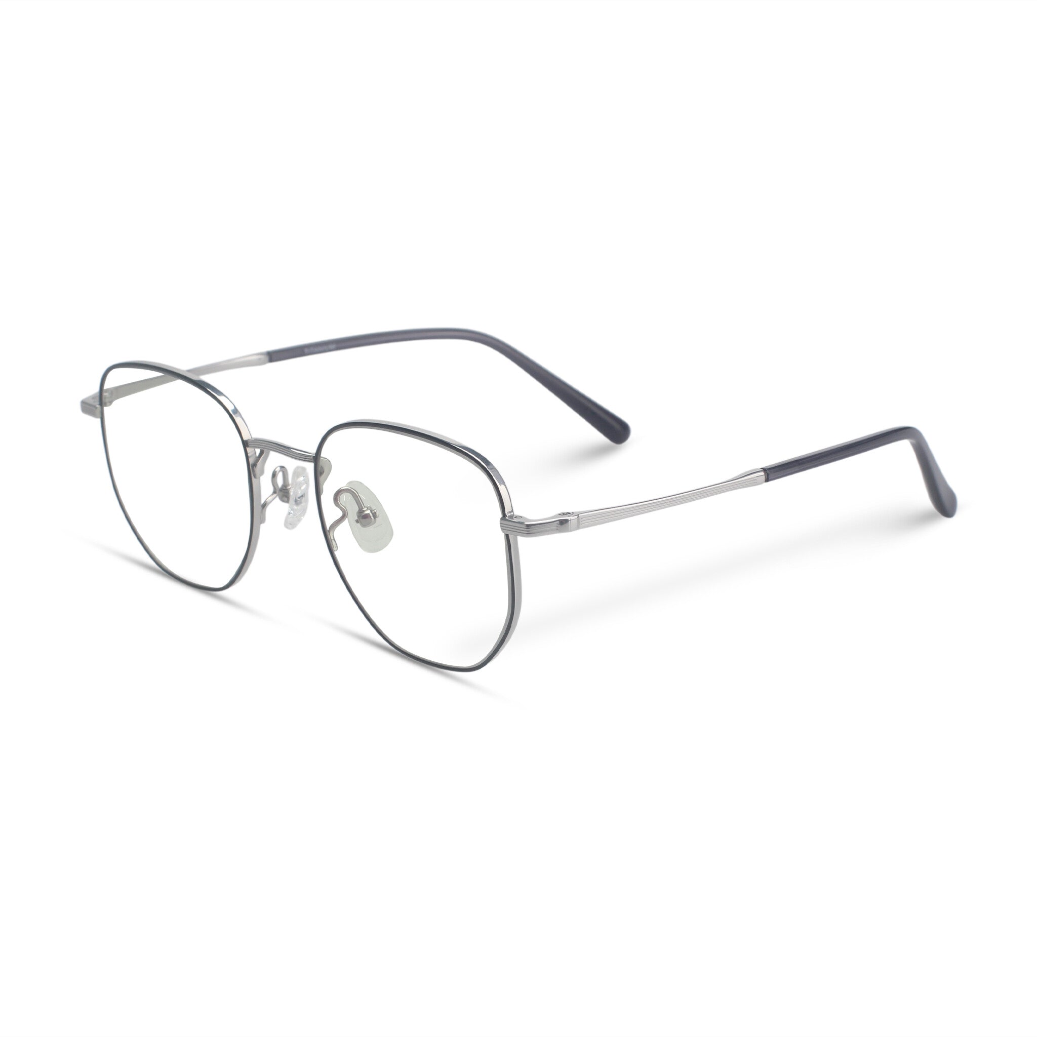 Minimal geometric silver eyeglasses