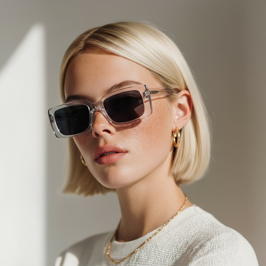 Stylish rectangle transparent sunglasses