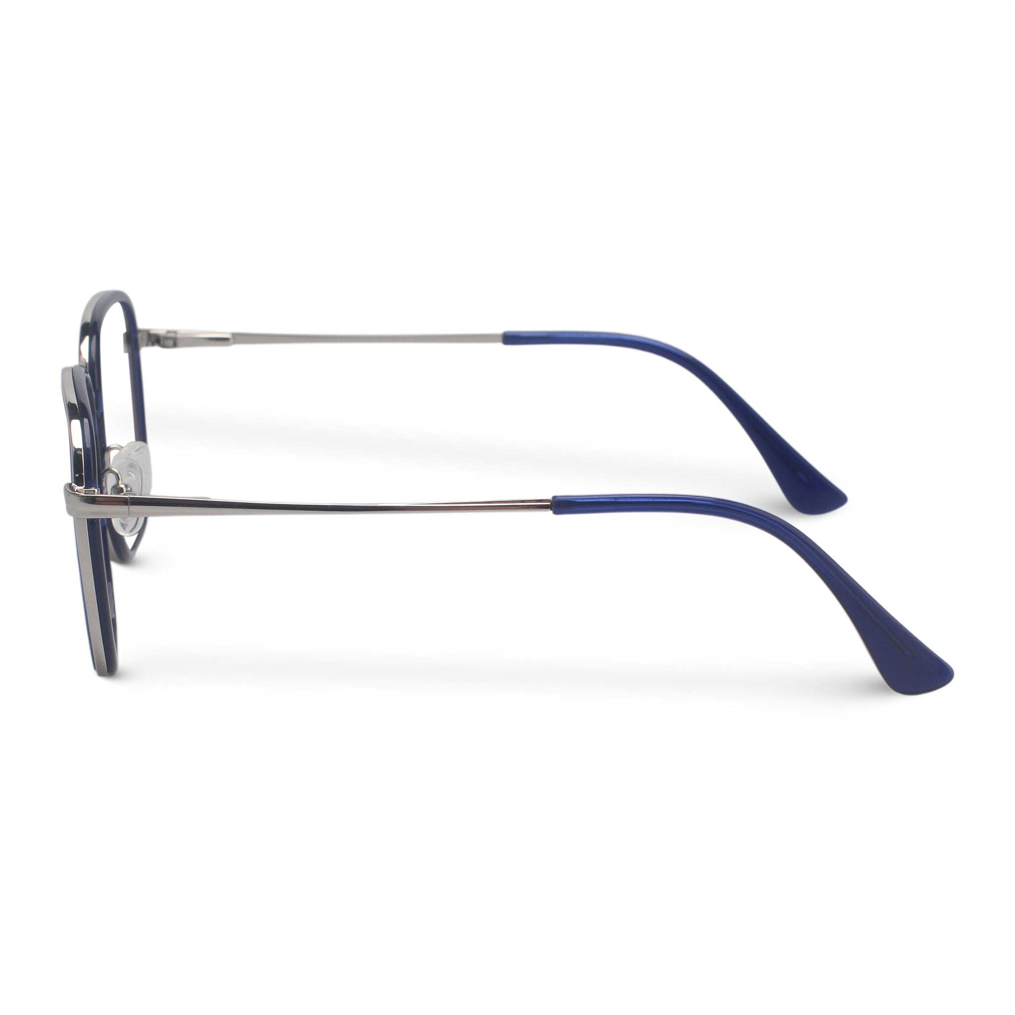 Minimal metal blue geometric eyeglasses