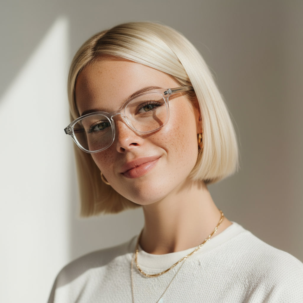 clear transparent square plastic eyeglasses