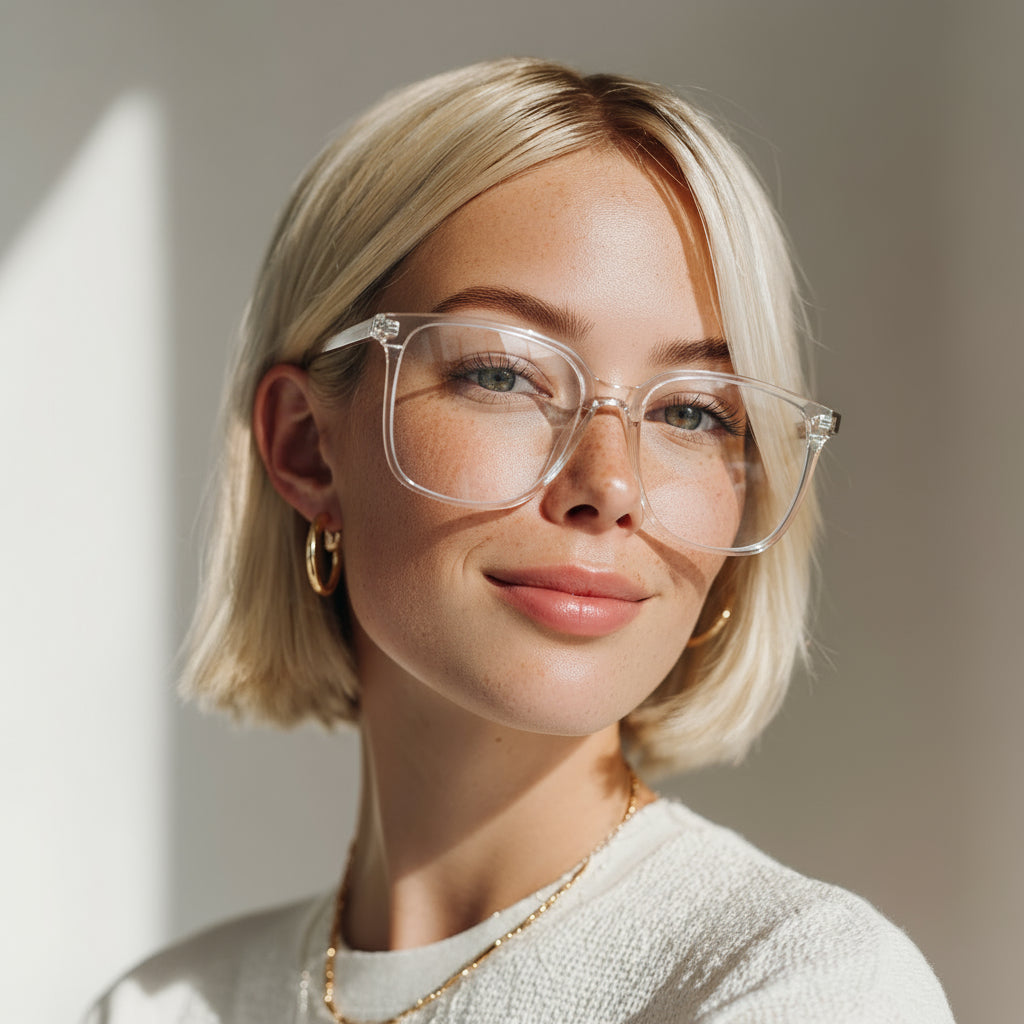 clear transparent square plastic eyeglasses