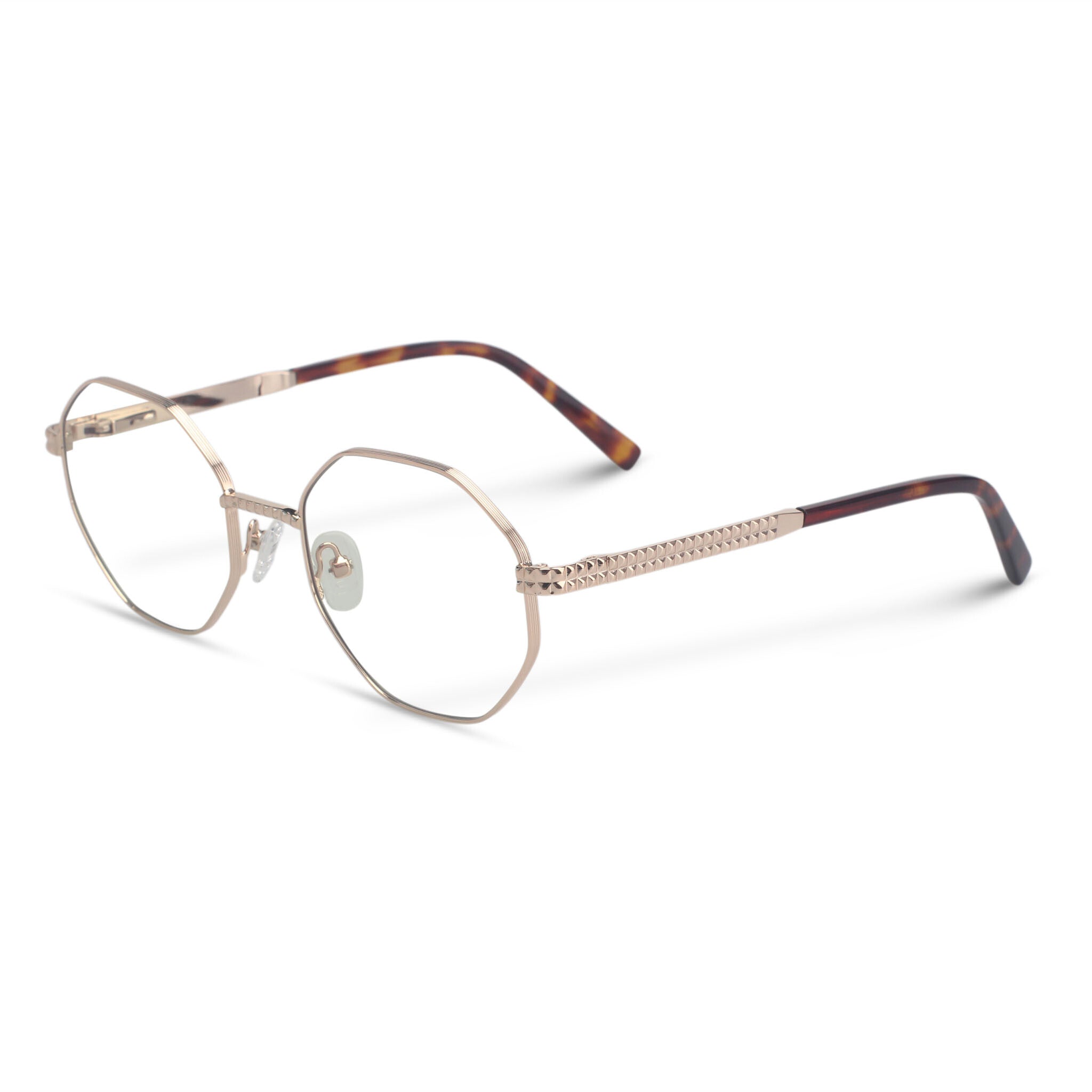Metal geometric gold eyeglasses