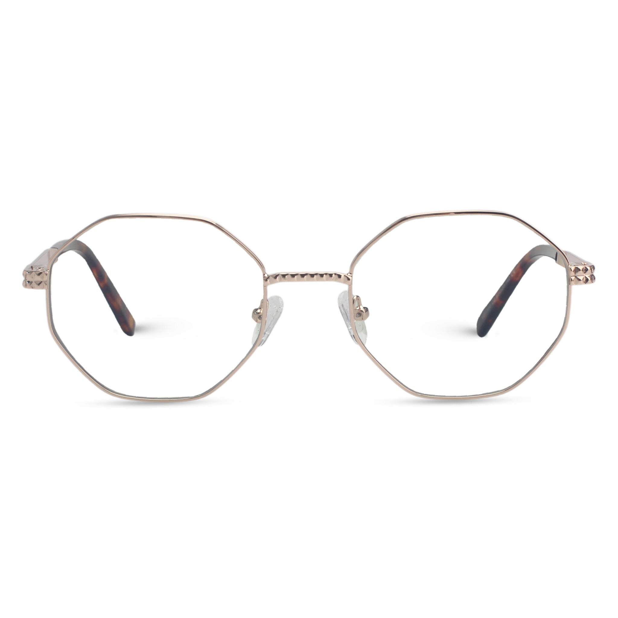 Metal geometric gold eyeglasses