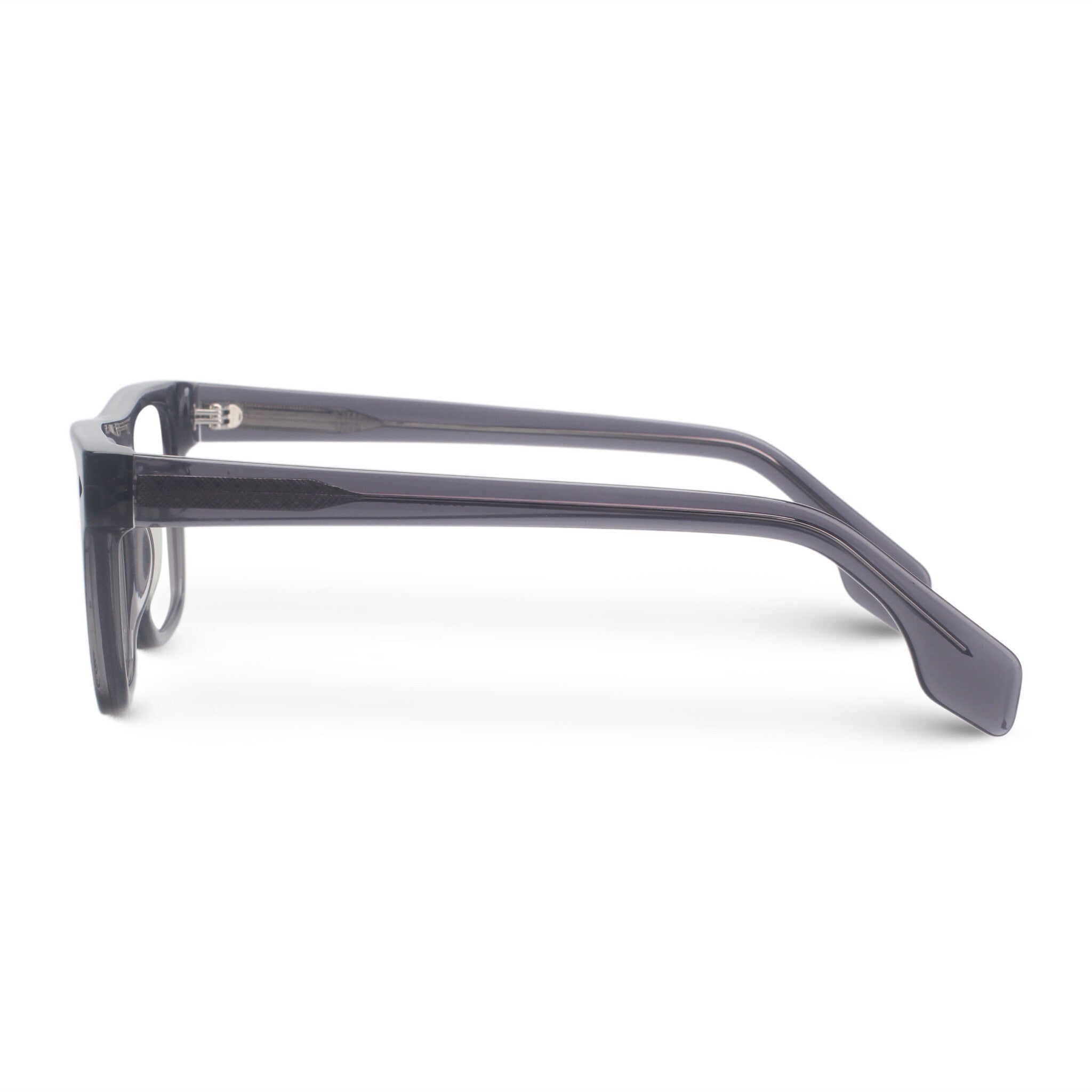 Bold square grey eyeglasses