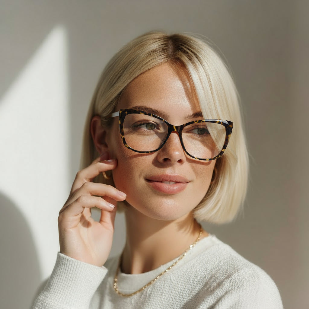 Cat-eye tortoise eyeglasses