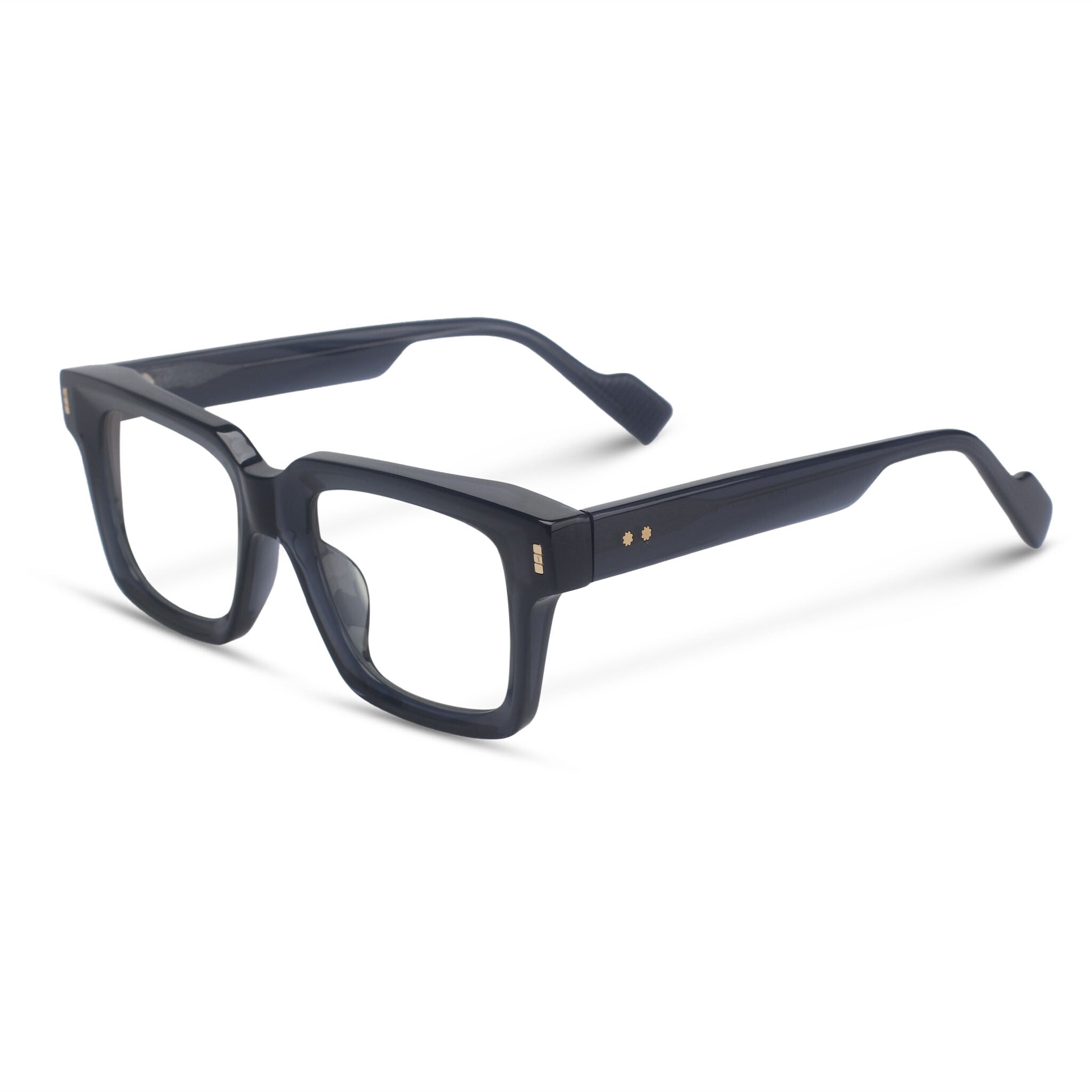 Bold square blue eyeglasses