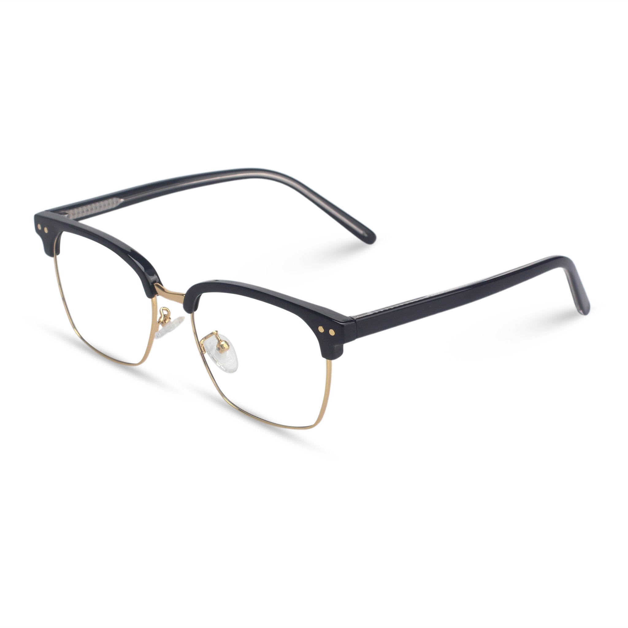 Square classical black and gold eyeglasses