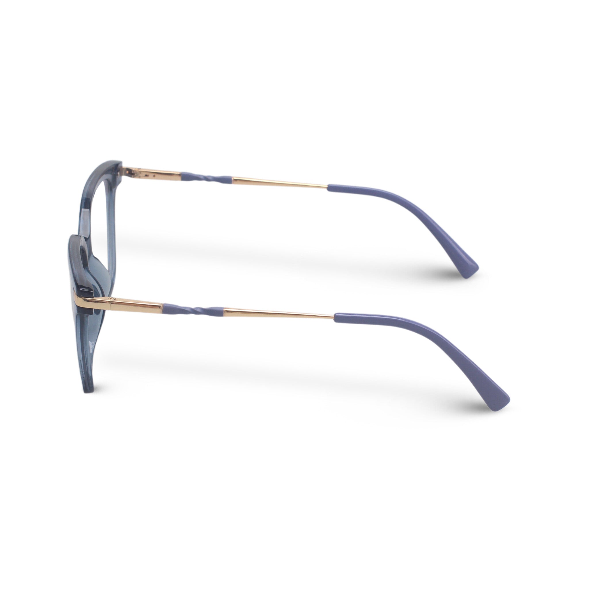 Square transparent blue eyeglasses