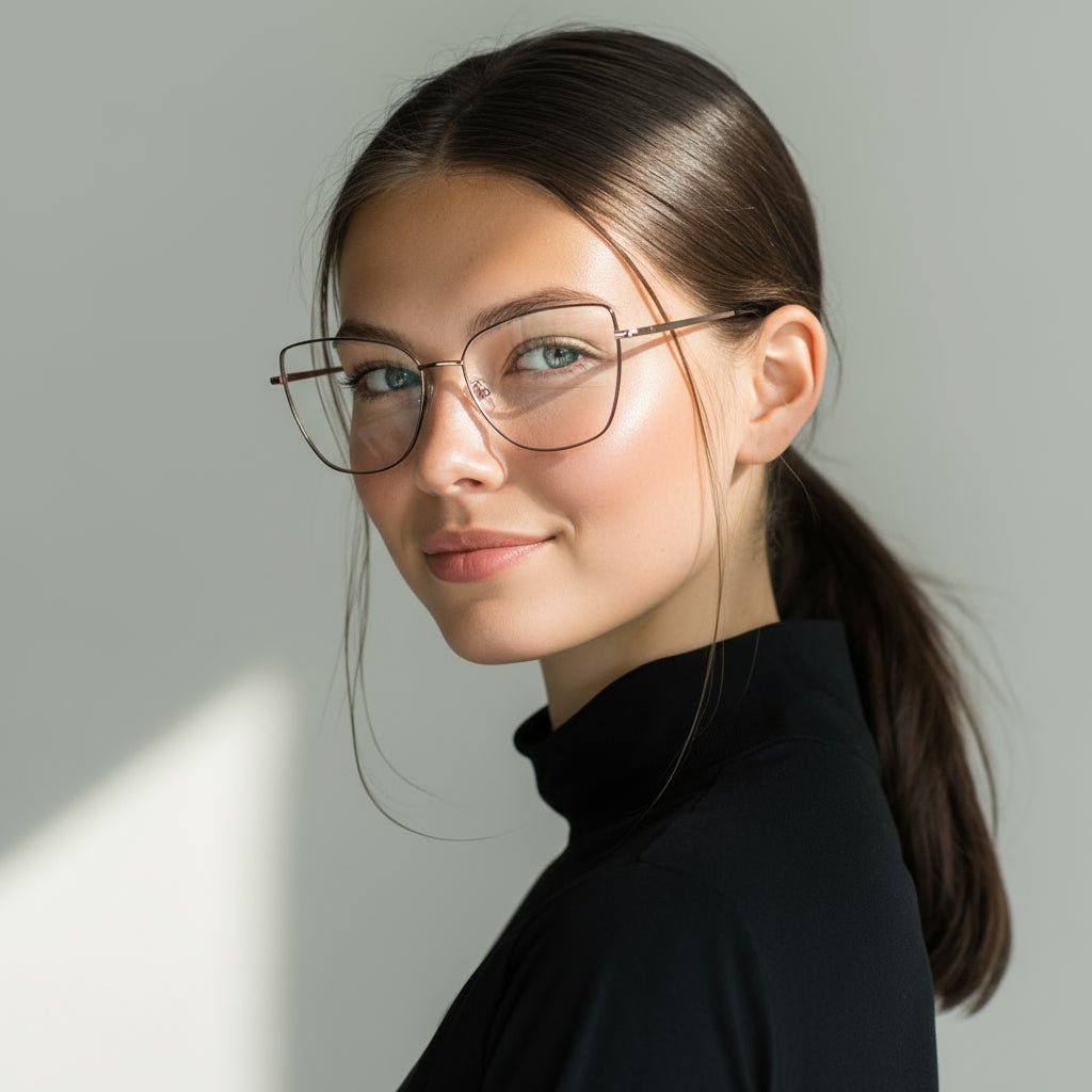 Minimal purple metal butterfly eyeglasses