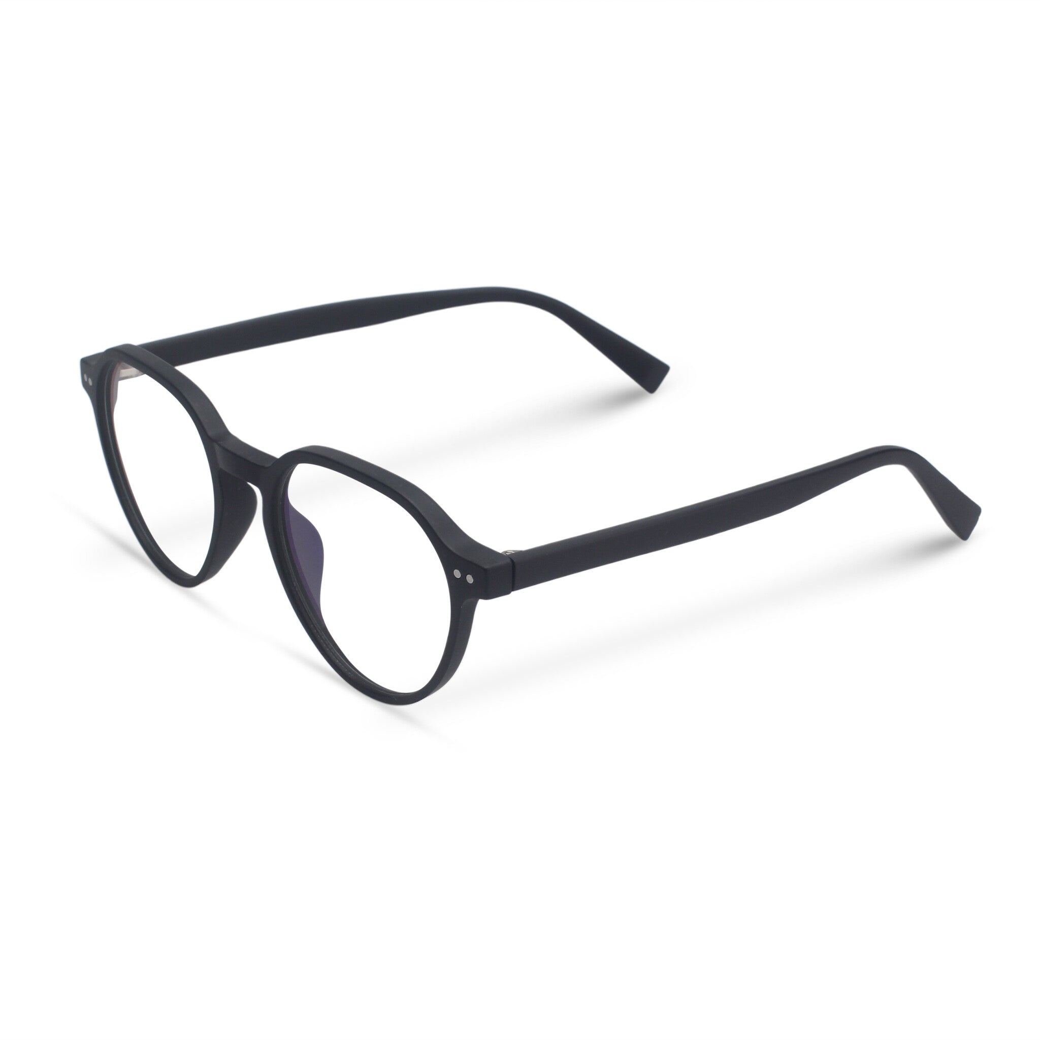 Round acetate black eyeglasses