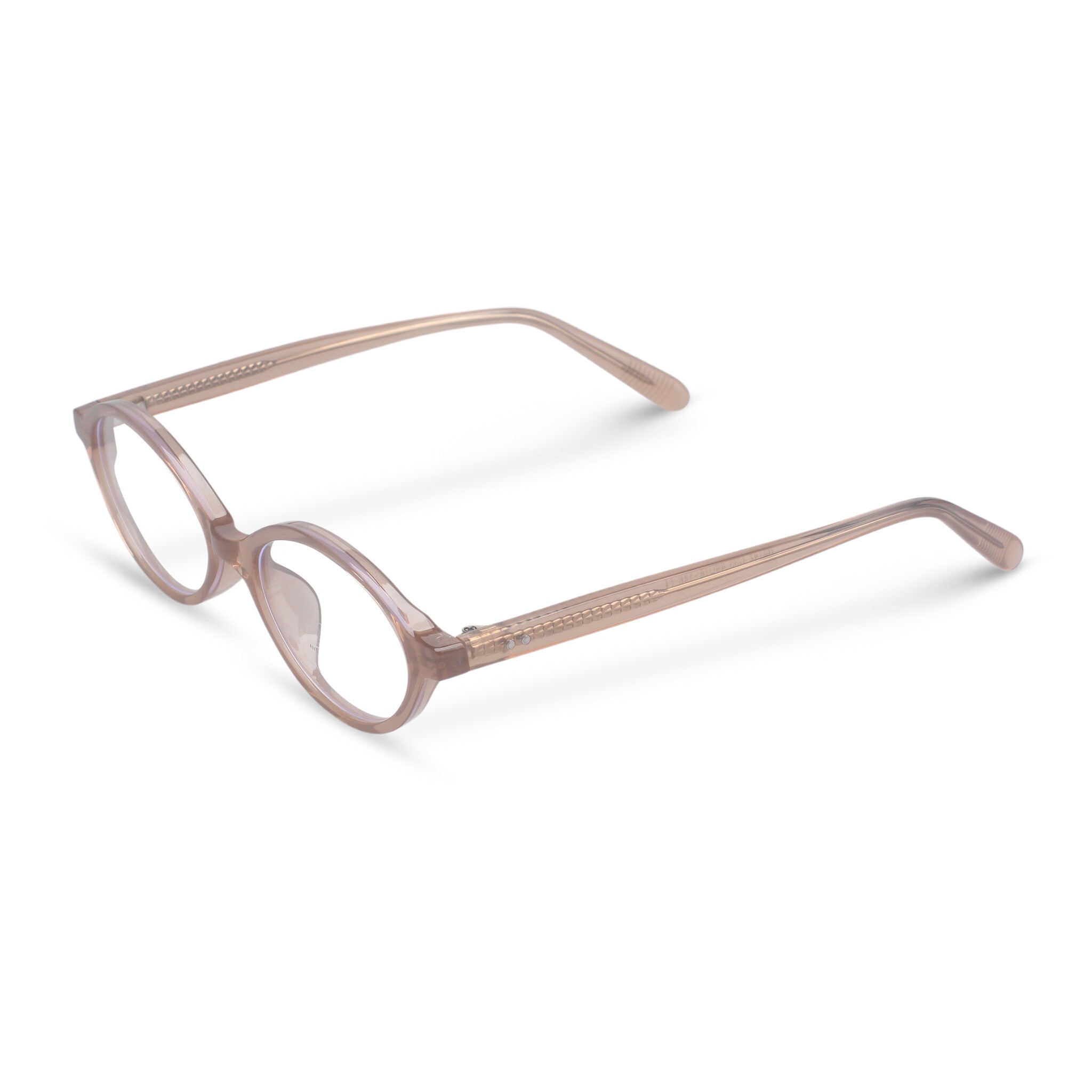 Light brown beige oval acetate eyeglasses
