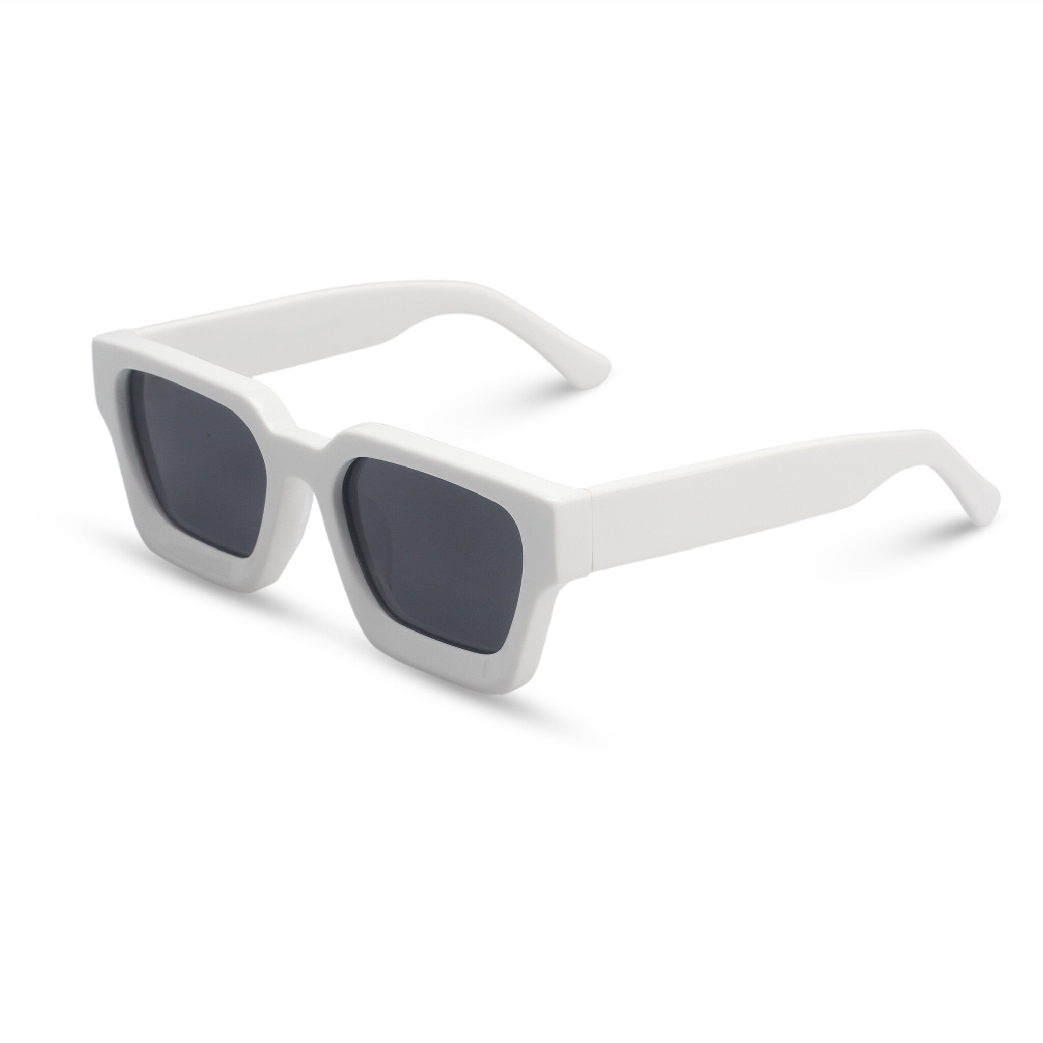 Rectangular bold white sunglasses