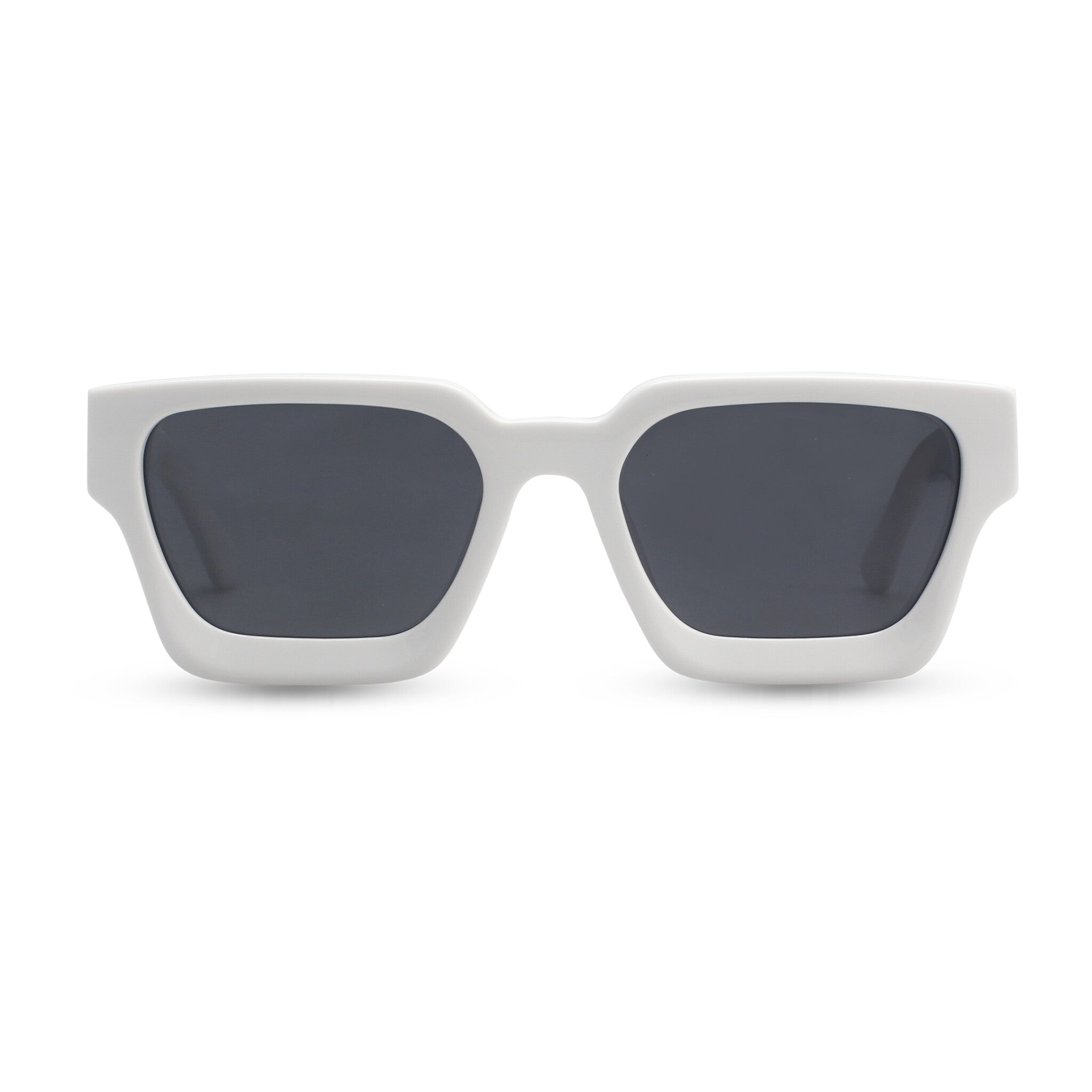 Rectangular bold white sunglasses