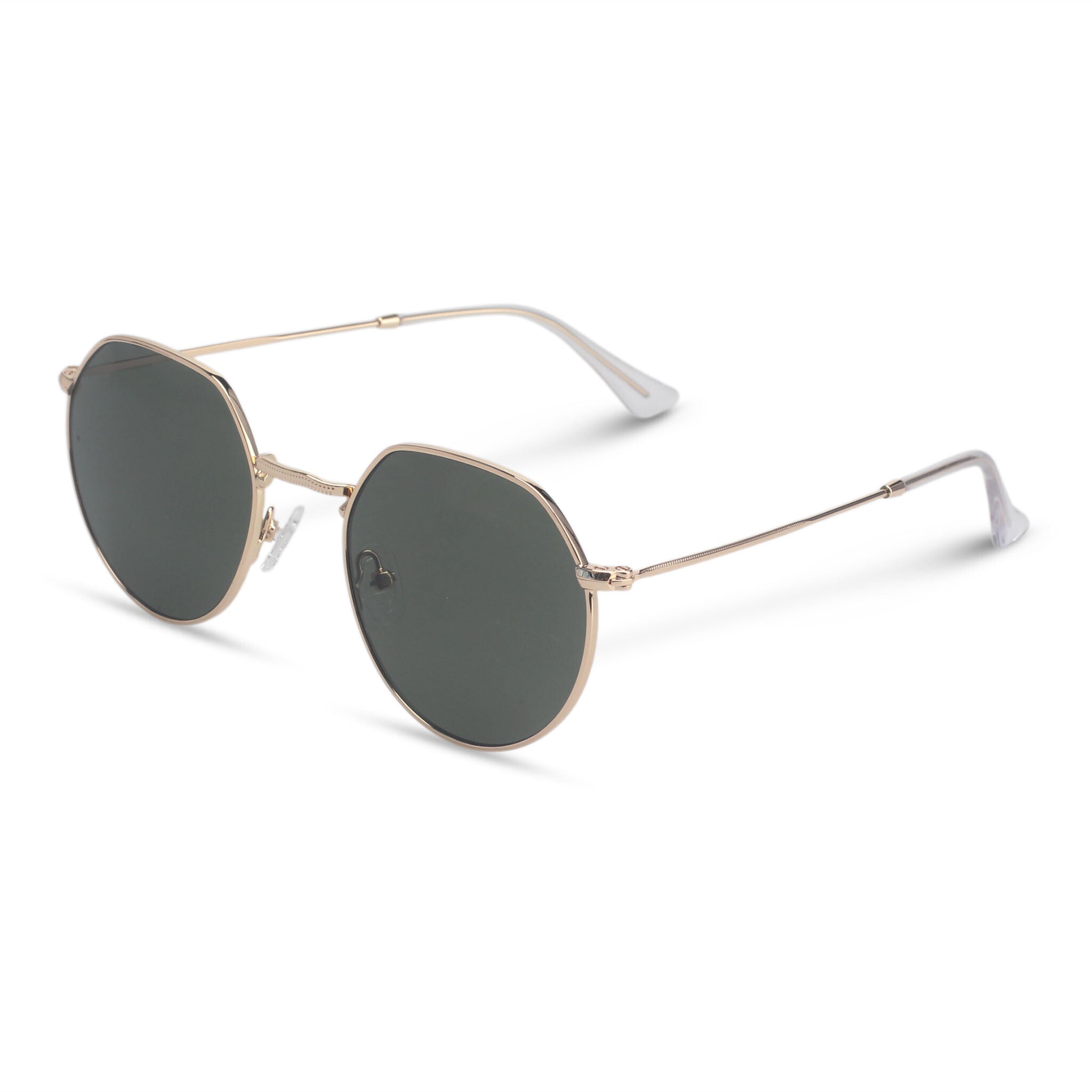 Geometric minimalistic gold and green sunglasses