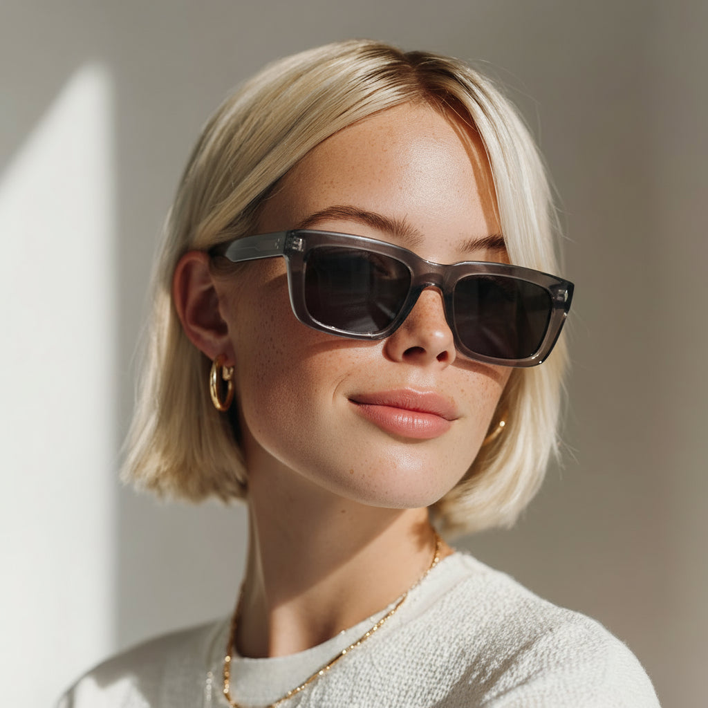 Classic rectangular grey sunglasses