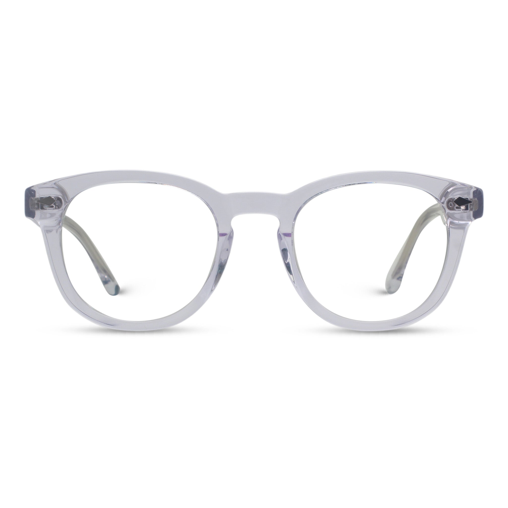 Clear transparent round plastic eyeglasses