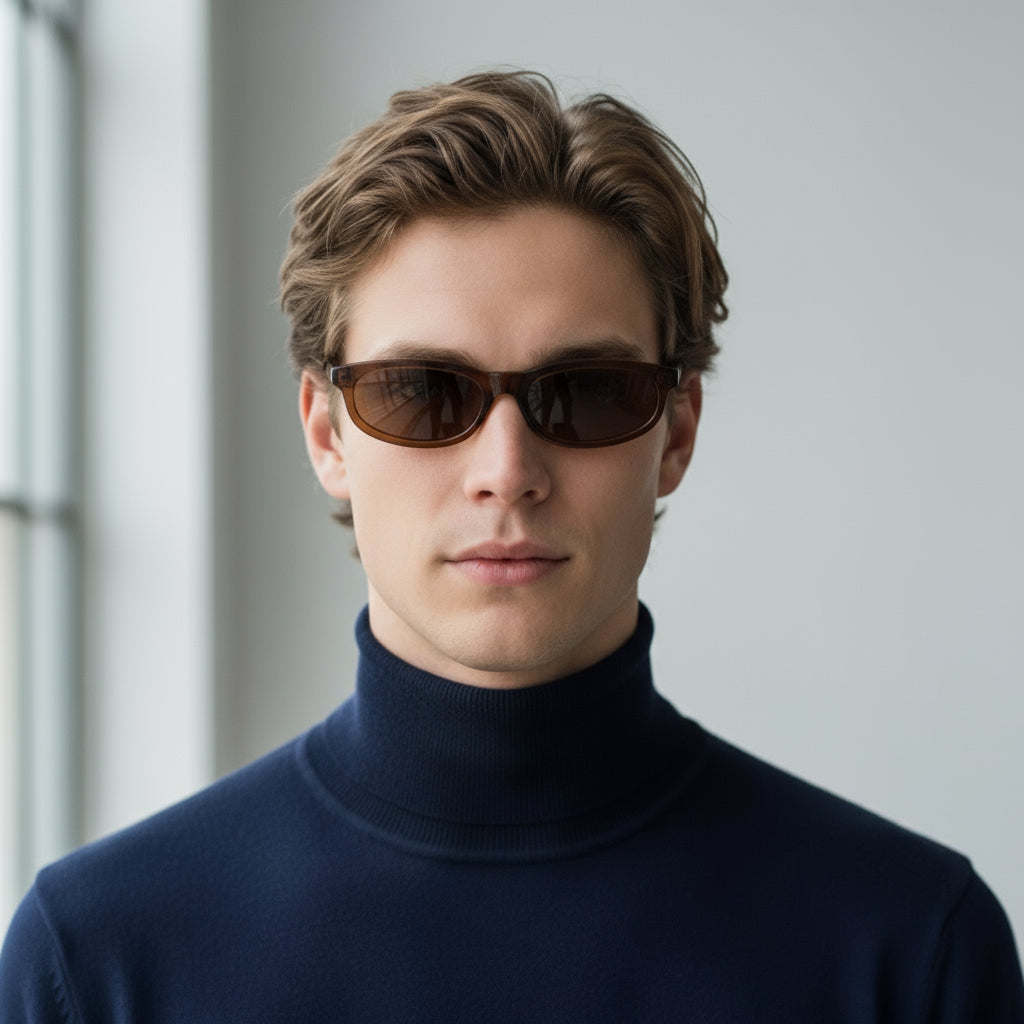 Minimal oval brown sunglasses