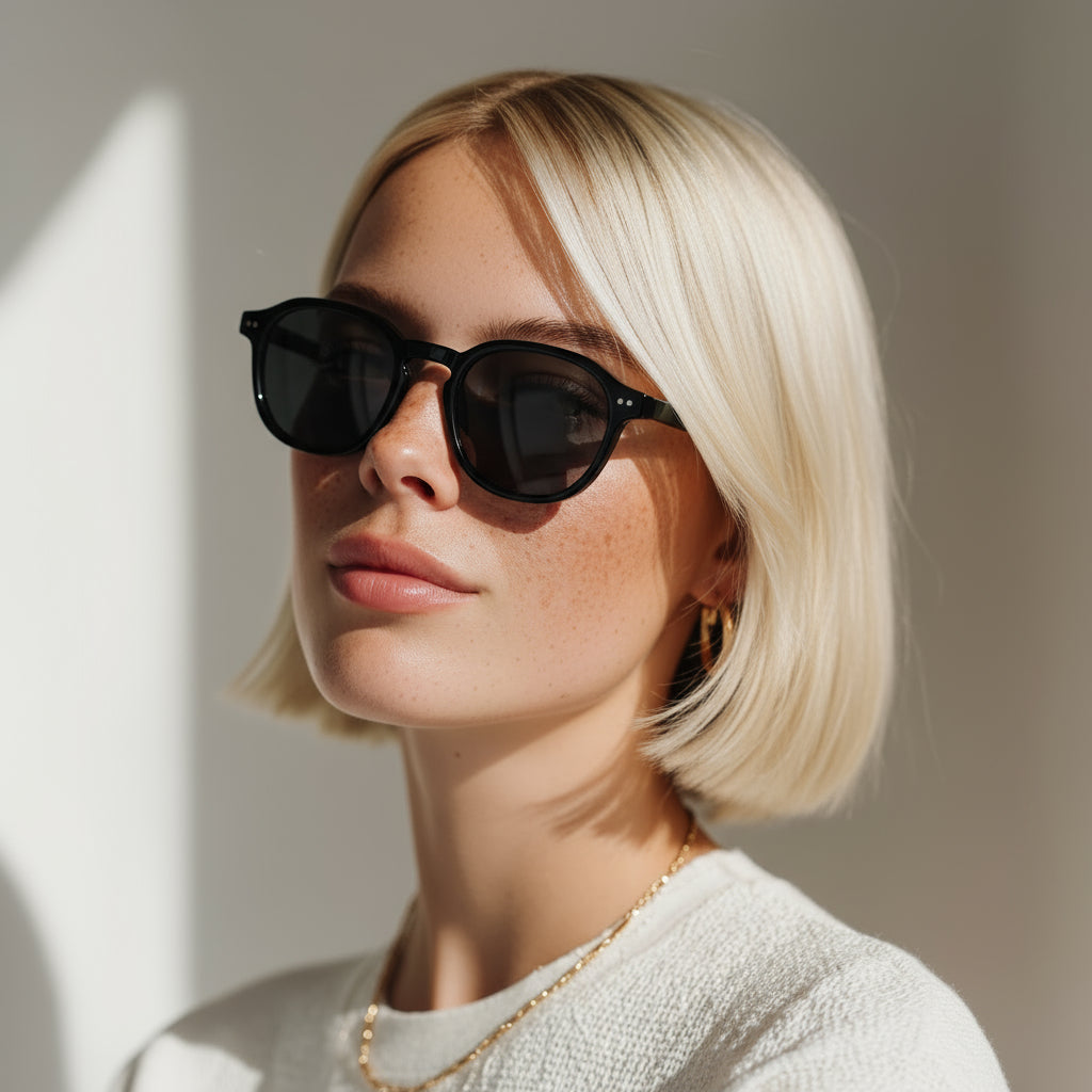 Black sunglasses with minimal square frame
