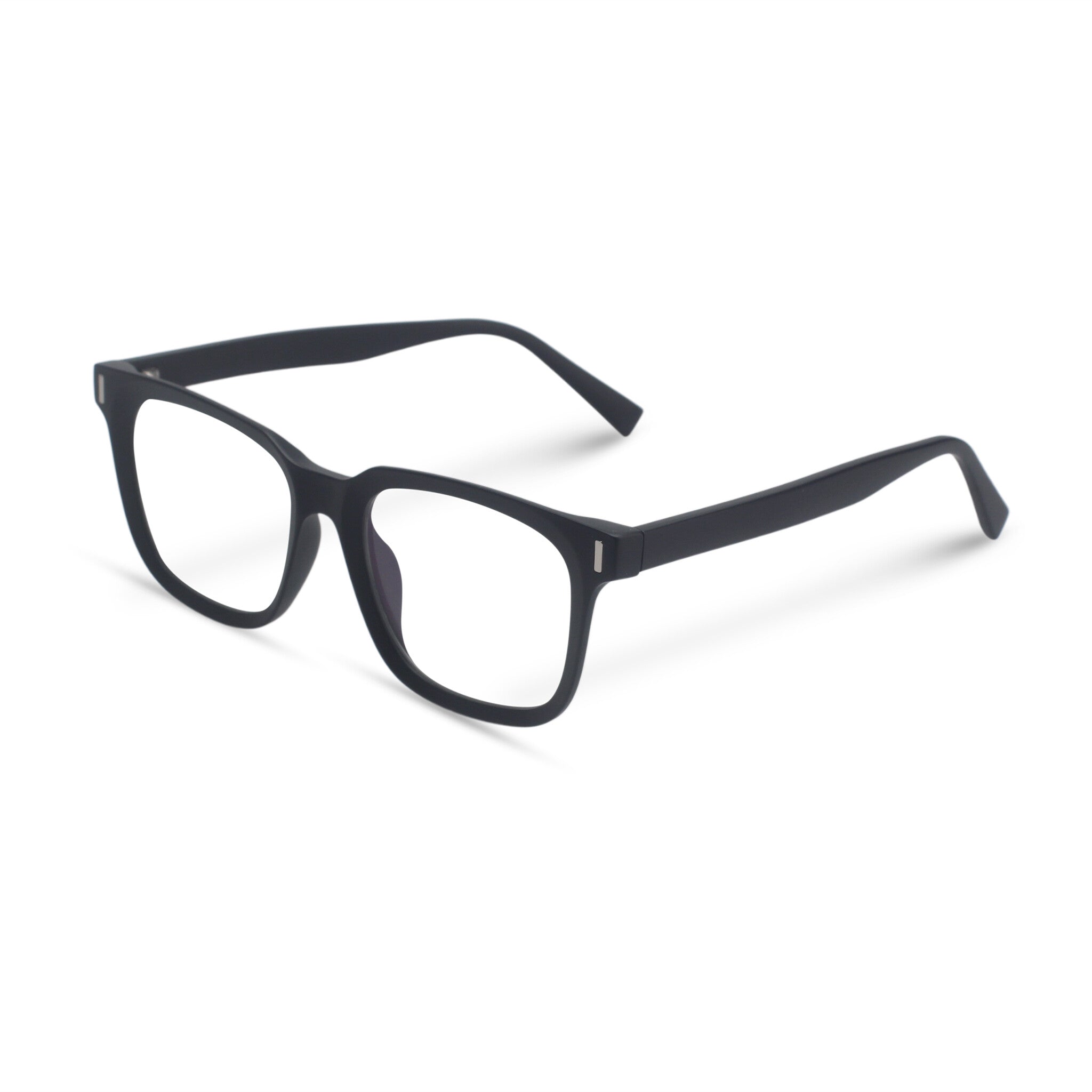Black matte square plastic eyeglasses