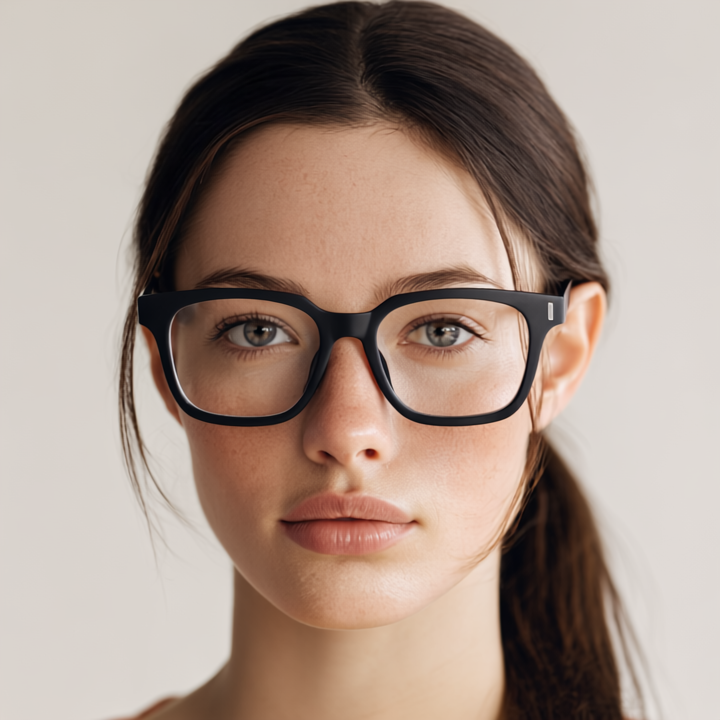 Black matte square plastic eyeglasses