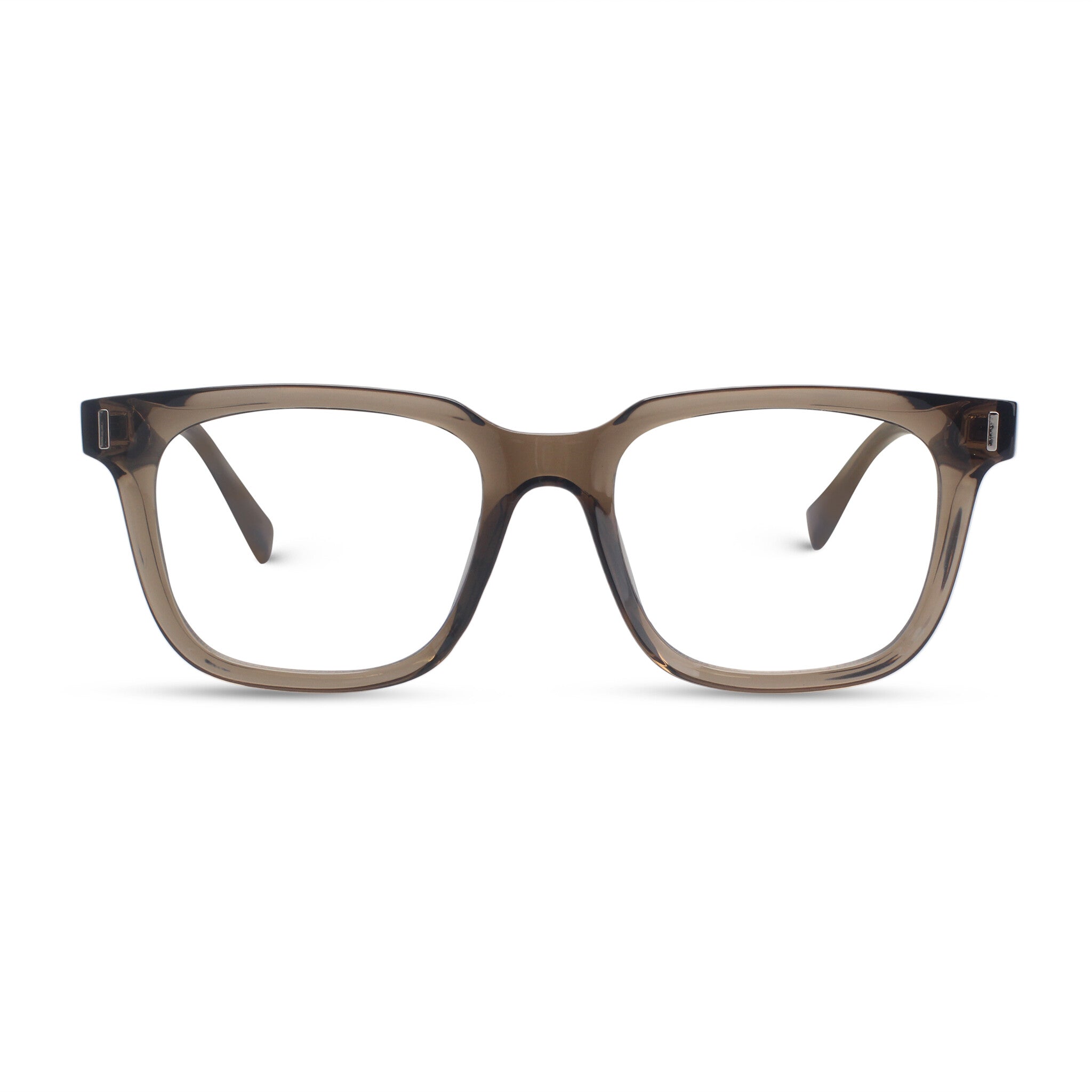 Grey brown square plastic eyeglasses