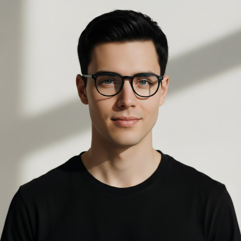 Minimal square black eyeglasses