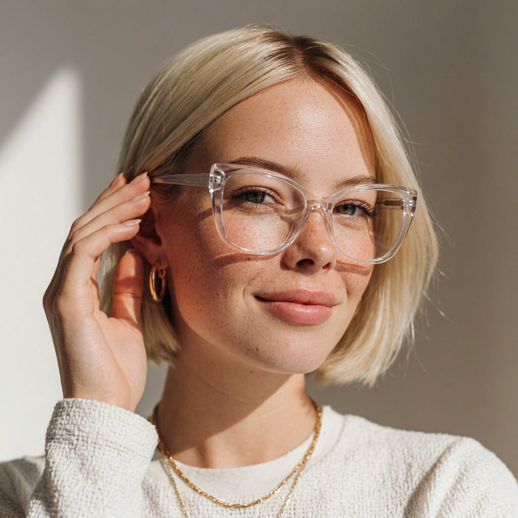 Cat-eye transparent eyeglasses