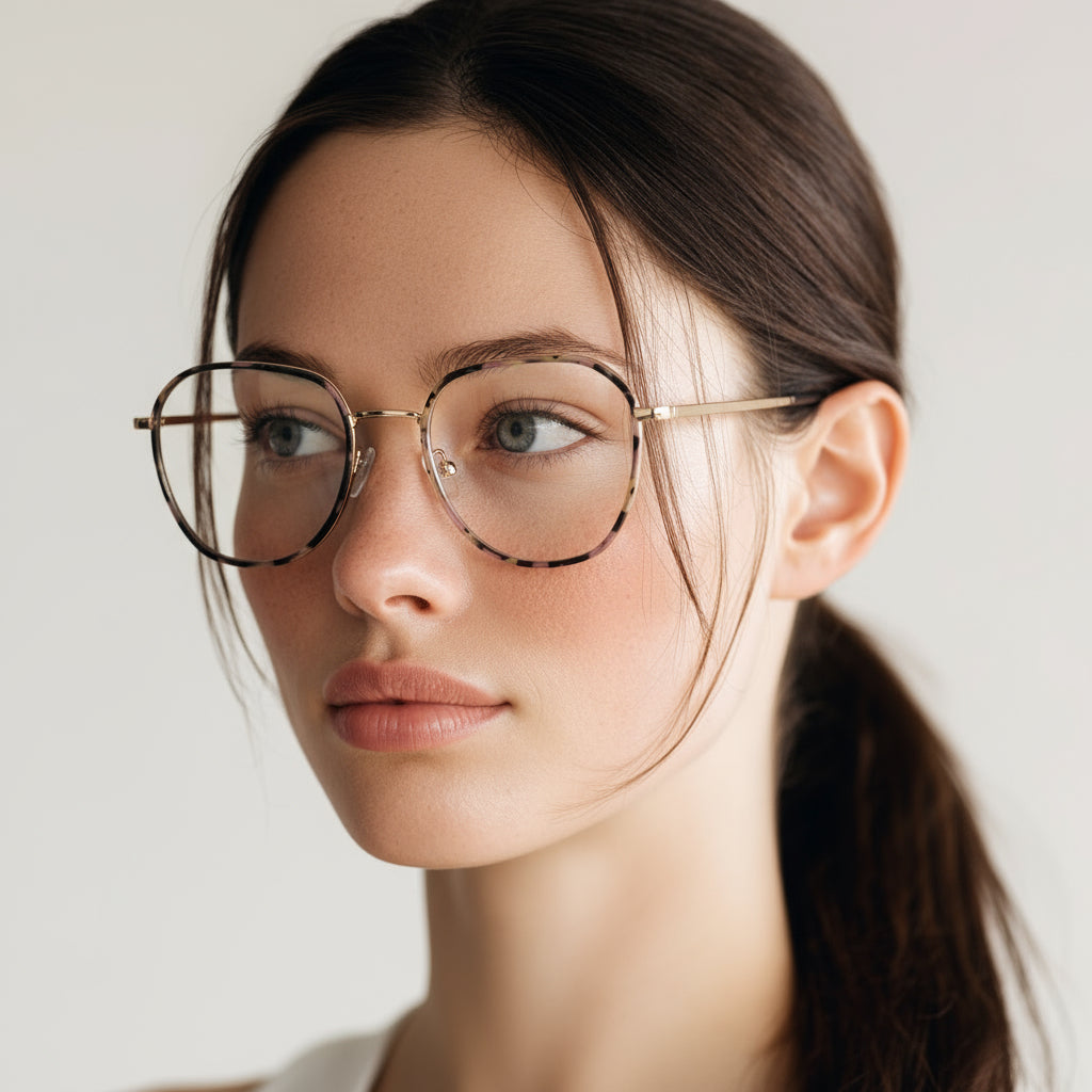 Minimal metal tortoise eyeglasses