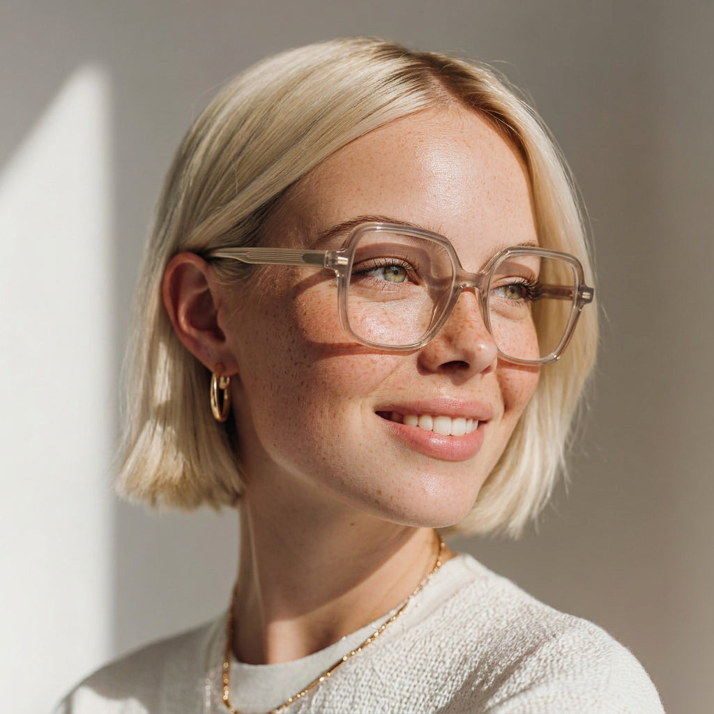 Geometrical brown eyeglasses