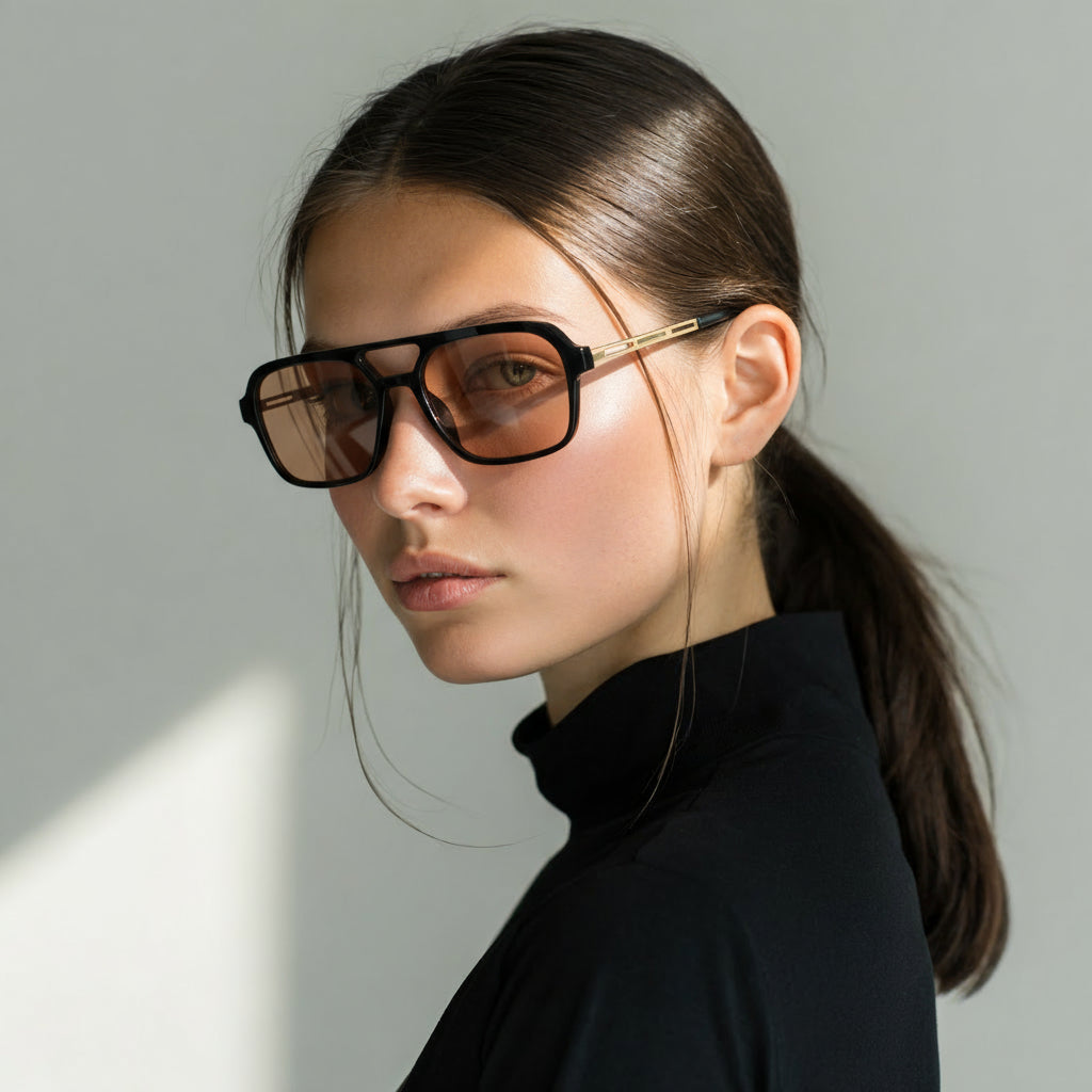 Classic black and orange aviator sunglasses