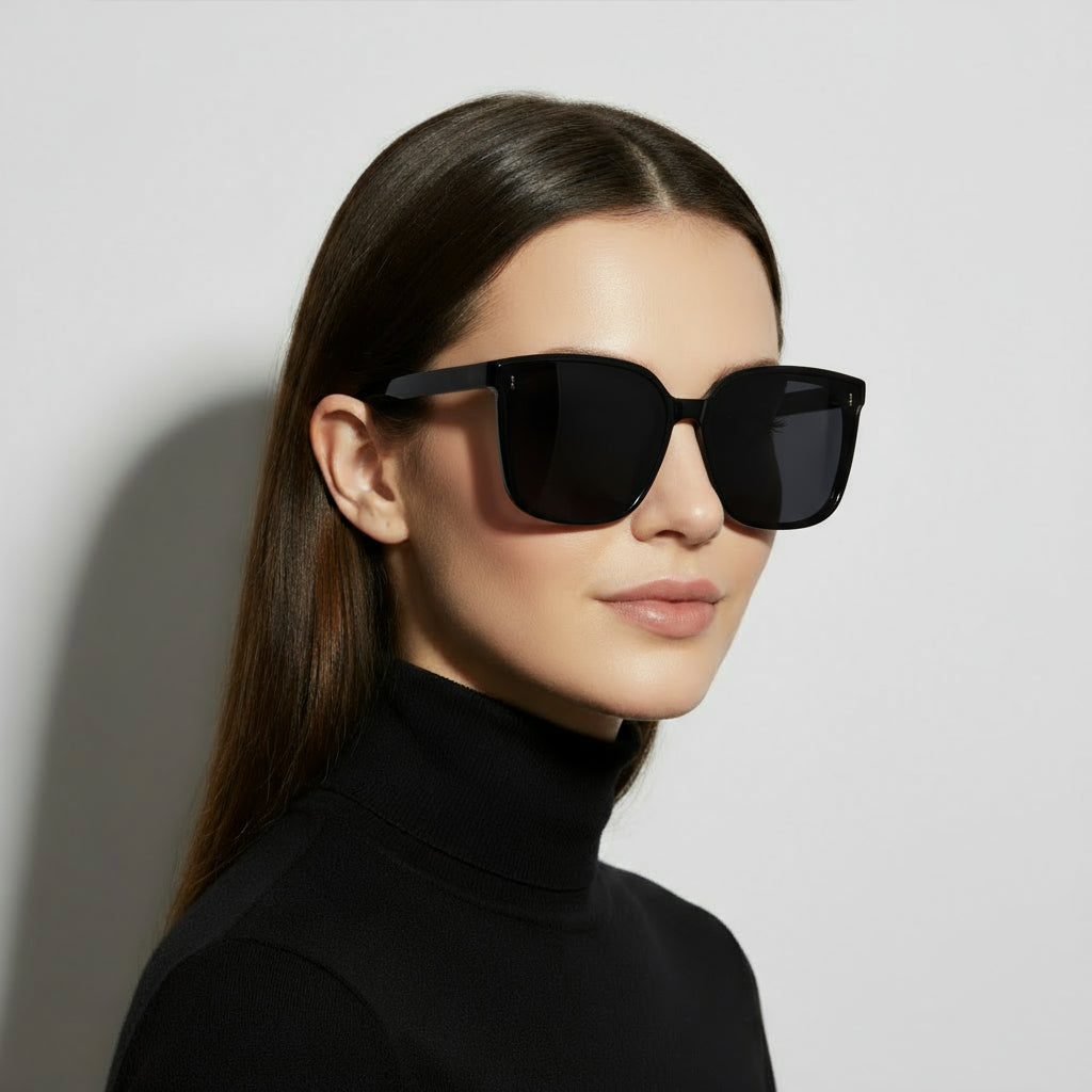 Oversized black square sunglasses