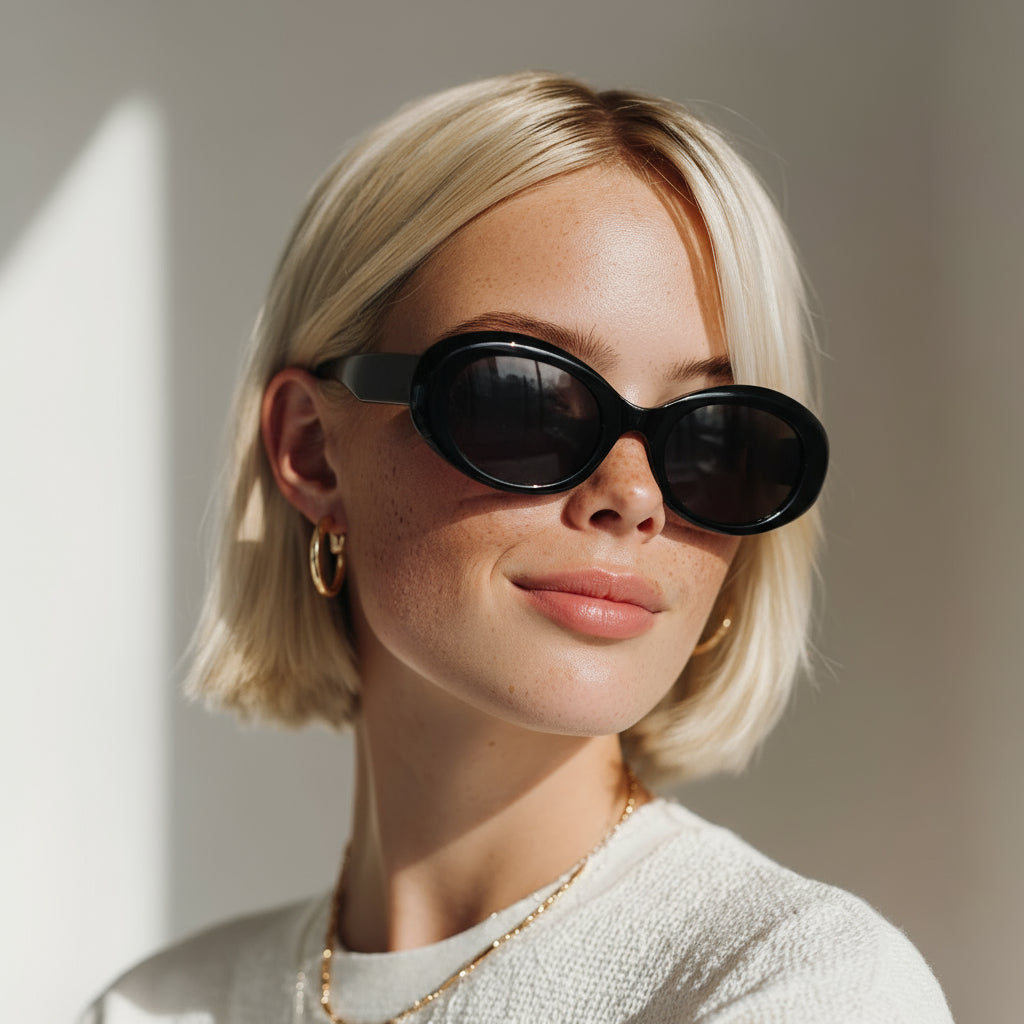 Oval black sunglasses