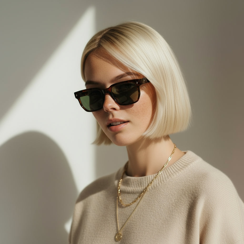 Bold rectangular tortoise sunglasses