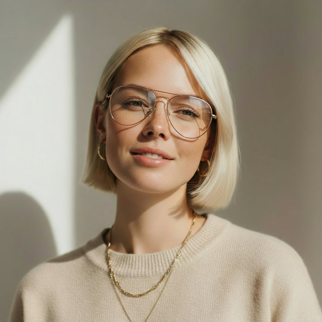 Classic aviator gold eyeglasses