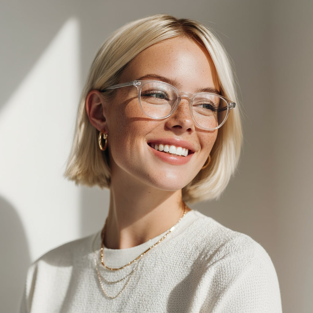 Minimal square/round transparent eyeglasses