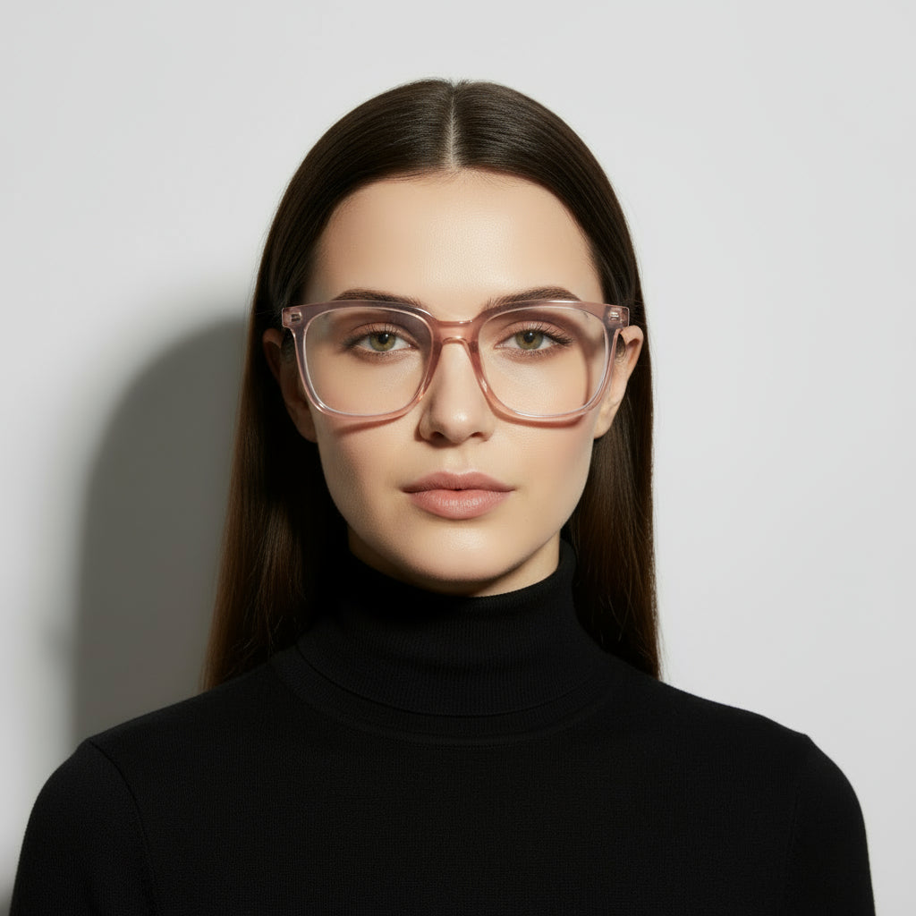 Oversized square pink eyeglasses