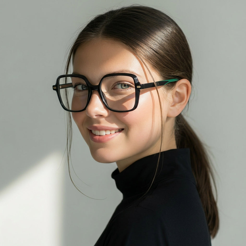 Geometrical black eyeglasses
