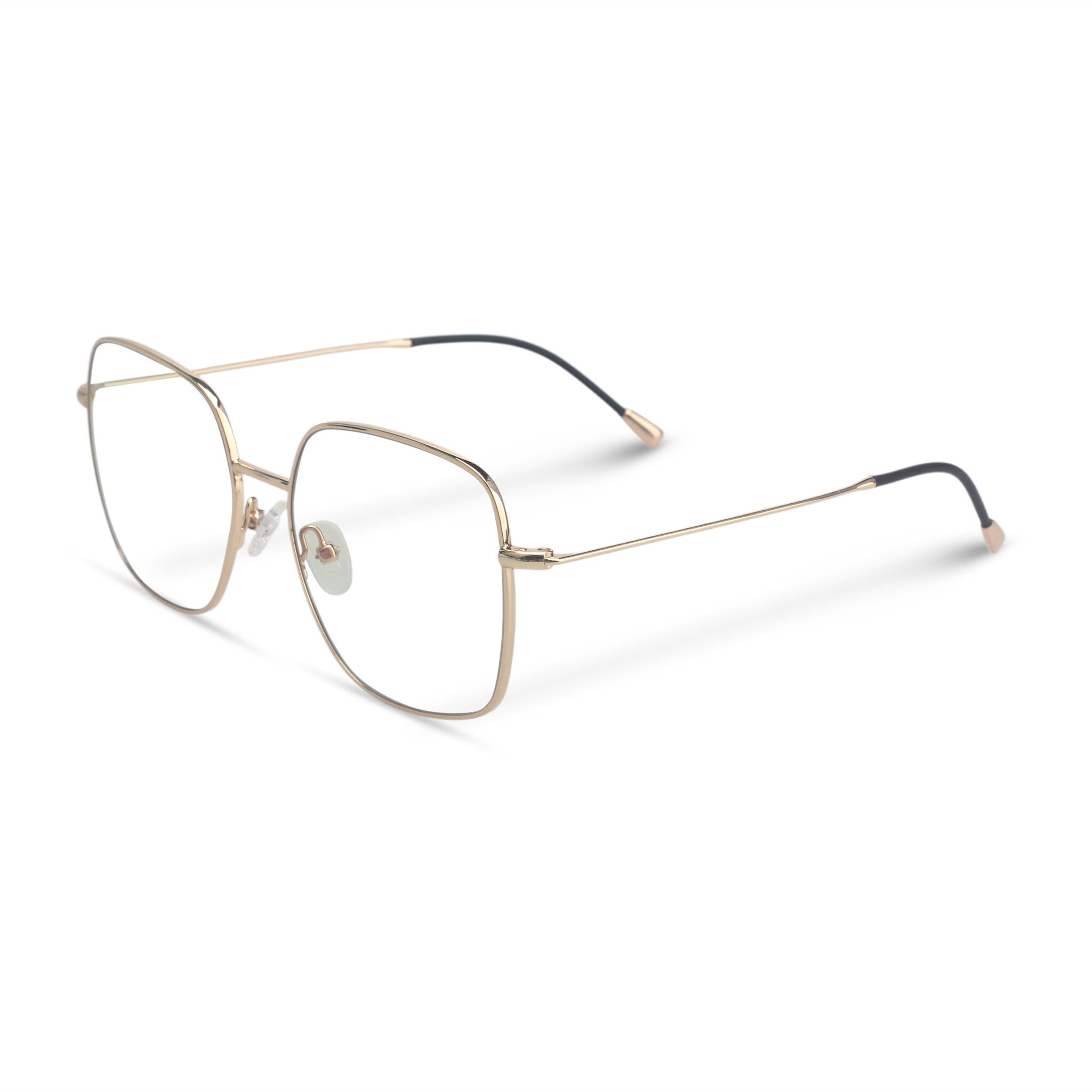 Oversized squared gold eyeglasses